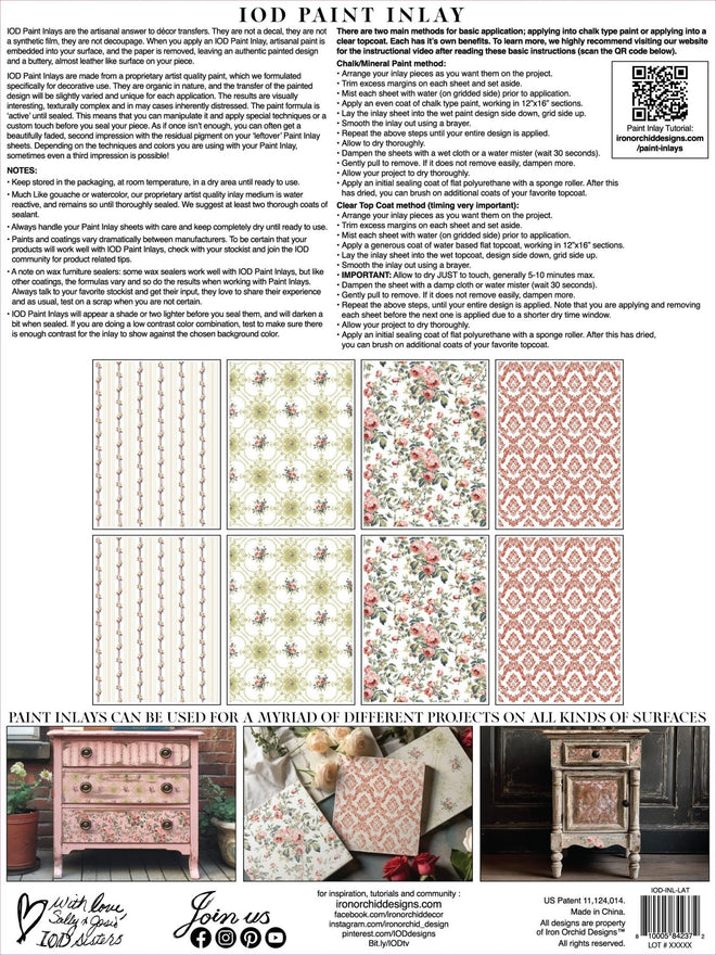 IOD Lattice Rose, Paint Inlays 12" x16" Pad, 8 pages - Decoupage Central