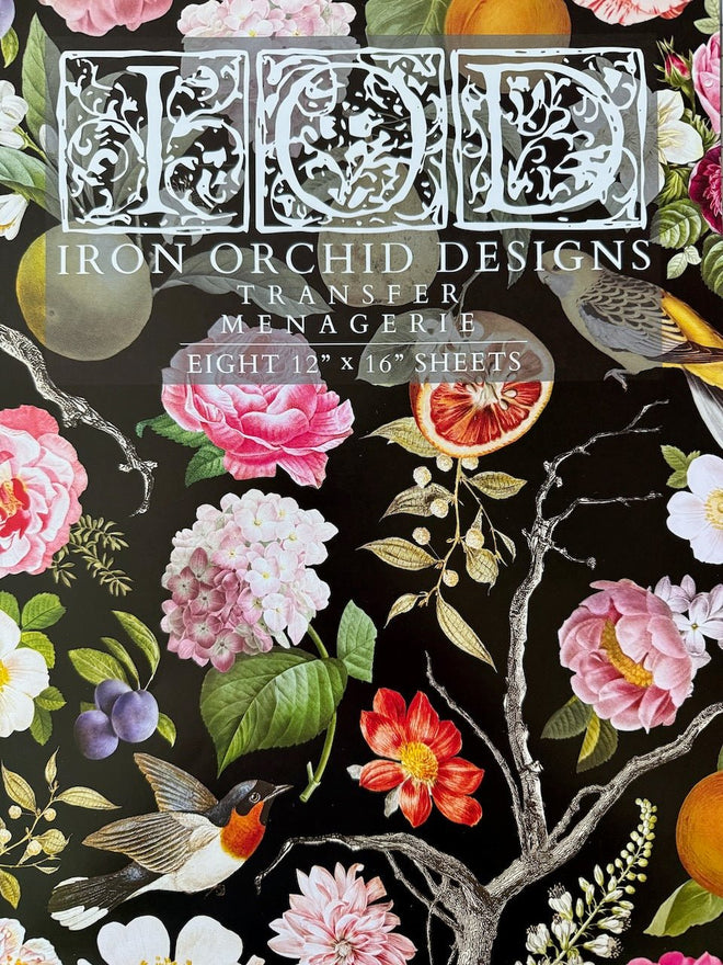 IOD Menagerie , Rub on Transfer 12" x16" Pad, 8 pages - Decoupage Central