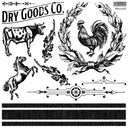IOD MERCANTILE Stamp Collection 12"x 12". 2 sheets of stamps! Grainsack stripe! - Decoupage Central