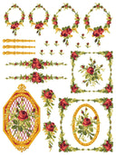 IOD Petite Fleur RED, Paint Inlays 12" x16" Pad, 4 pages - Decoupage Central