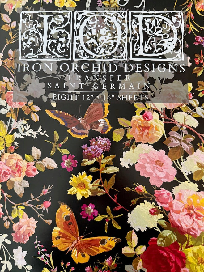 IOD St Germaine , Rub on Transfer 12" x16" Pad, 8 pages - Decoupage Central