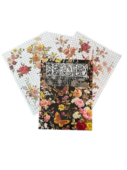 IOD St Germaine , Rub on Transfer 12" x16" Pad, 8 pages - Decoupage Central