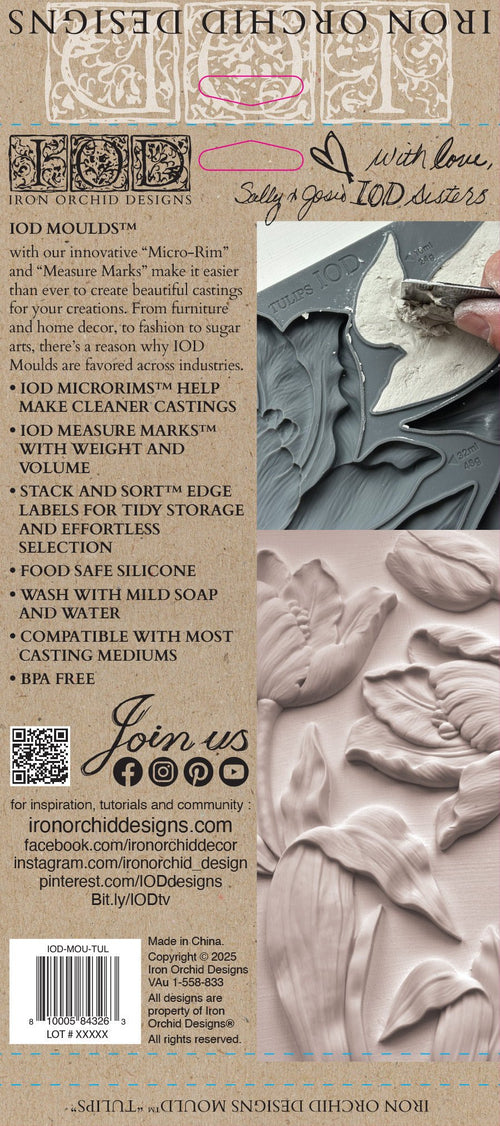 IOD Tulips Silicone Mould, 6" x 10" - Decoupage Central