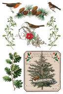 IOD Winter Botanist Rub on Christmas Transfer , Rub on Transfer 12" x 8" Pad. - Decoupage Central