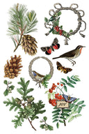 IOD Winter Botanist Rub on Christmas Transfer , Rub on Transfer 12" x 8" Pad. - Decoupage Central
