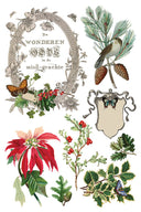 IOD Winter Botanist Rub on Christmas Transfer , Rub on Transfer 12" x 8" Pad. - Decoupage Central