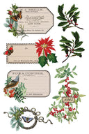 IOD Winter Botanist Rub on Christmas Transfer , Rub on Transfer 12" x 8" Pad. - Decoupage Central