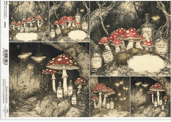 ITD A4 Alice The Mushroom Forest Rice Paper R2655 - Decoupage Central