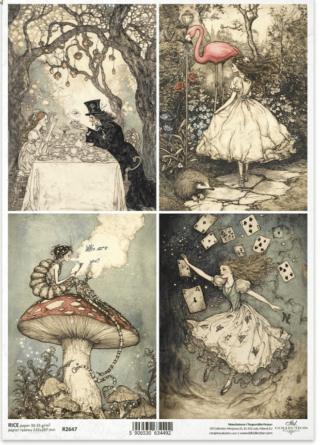 ITD A4 Alice Through the Whimsy Rice Paper R2647 - Decoupage Central