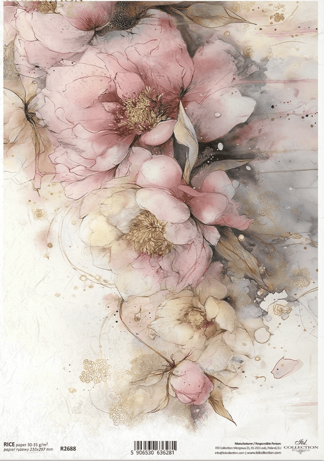 ITD A4 Blushing Song Rice Paper R2688 - Decoupage Central