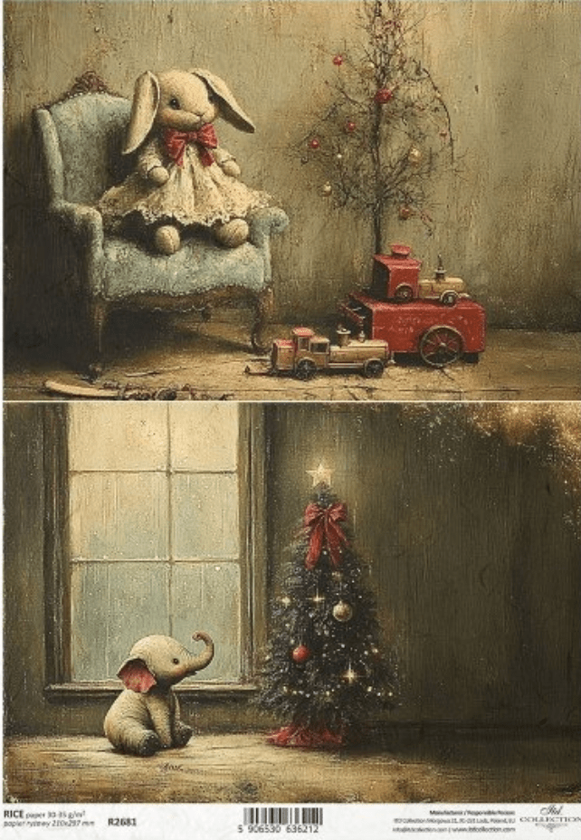 ITD A4 Christmas Elephant Rice Paper R2681 - Decoupage Central