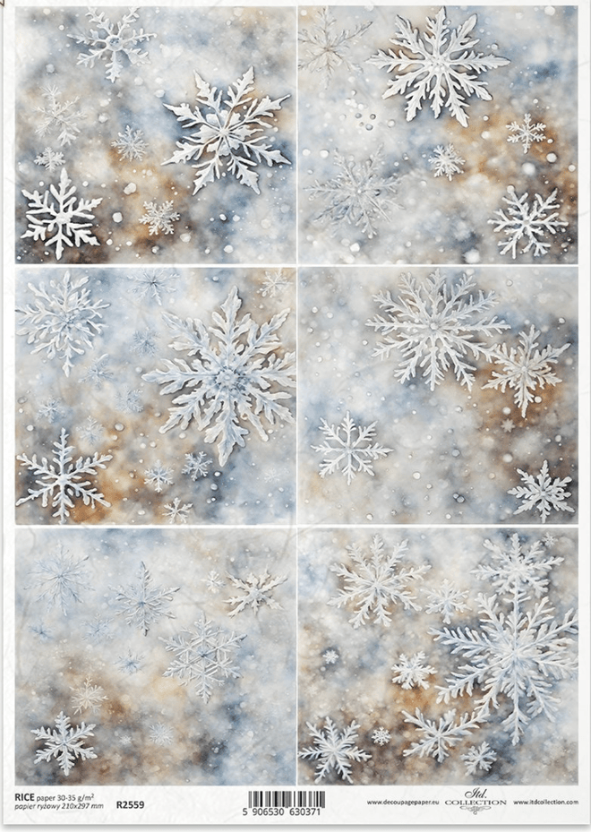 ITD A4 Dramatic Snowflake Multi Paper R2559 - Decoupage Central