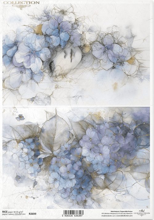 ITD A4 Hydrangea Muse Rice Paper R2699 - Decoupage Central