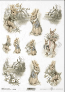 ITD A4 R1578 Heirloom Bunny Tales Rice Paper - Decoupage Central
