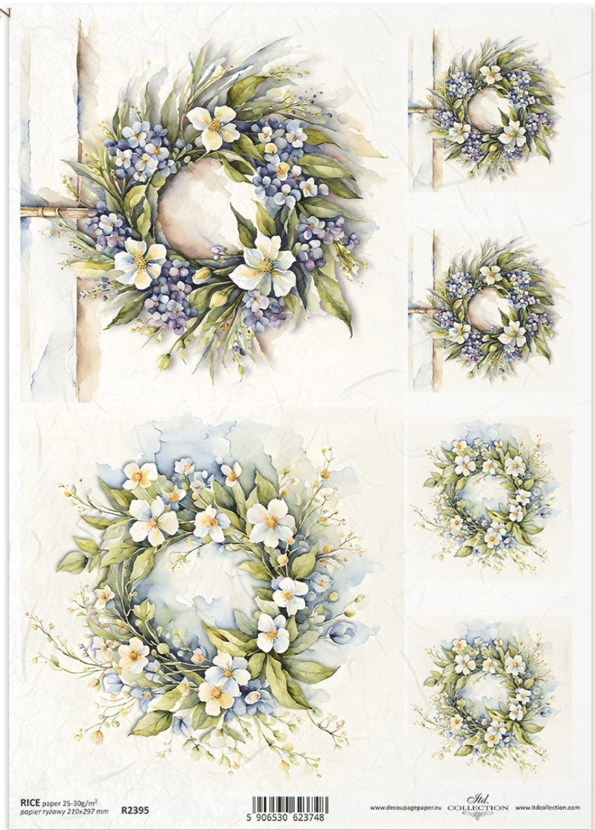 ITD A4 Spring Wreath Floral Rice Paper 2395 – Decoupage Central