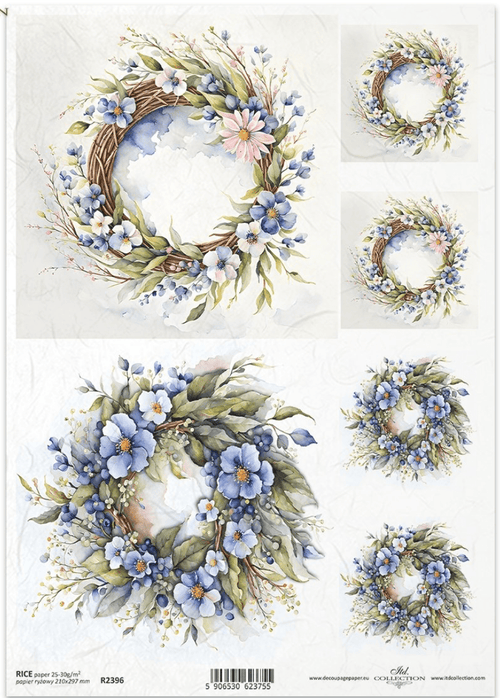 ITD A4 Spring Wreath Gems Rice Paper 2396 - Decoupage Central