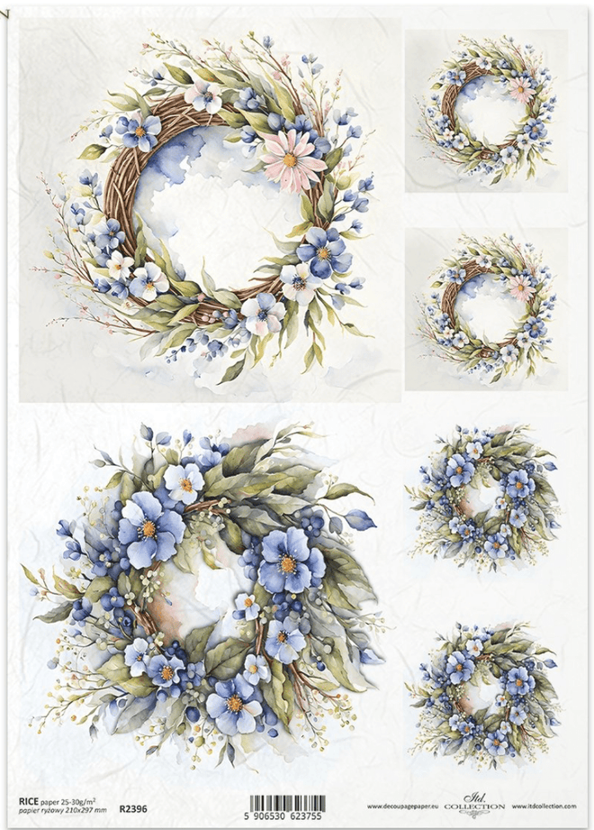 ITD A4 Spring Wreath Gems Rice Paper 2396 - Decoupage Central