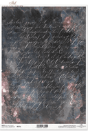 ITD A4 Vintage Dark Watercolor Script Rice Paper R2711 - Decoupage Central