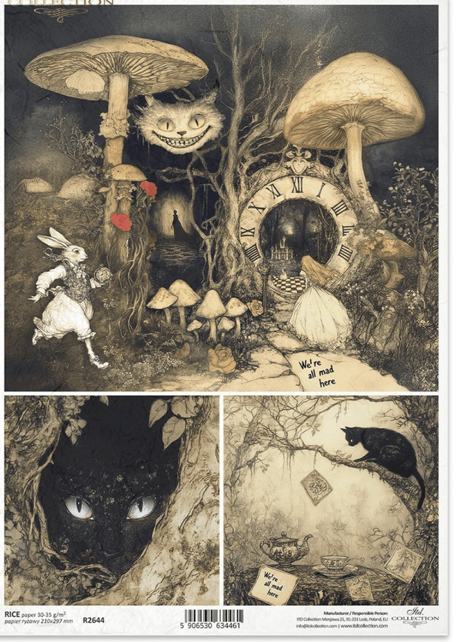 ITD A4 We're All Mad Here Rice Paper R2644 - Decoupage Central