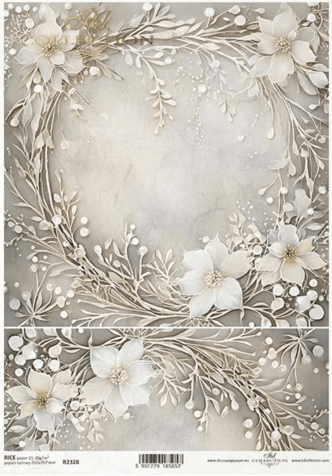ITD A4 White Wreath Rice Paper 2328 - Decoupage Central