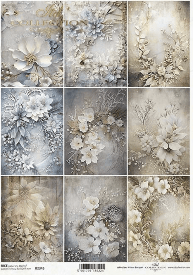ITD A4 Winter Floral Multi Rice Paper 2345 - Decoupage Central