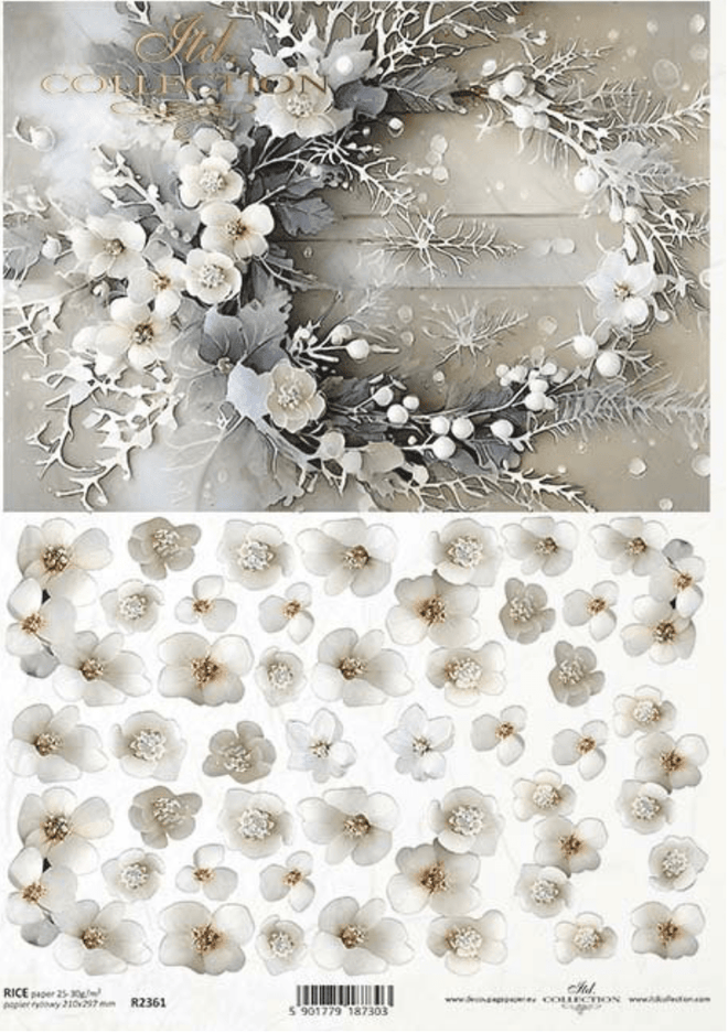 ITD A4 Winter Floral Rice Paper 2361 - Decoupage Central