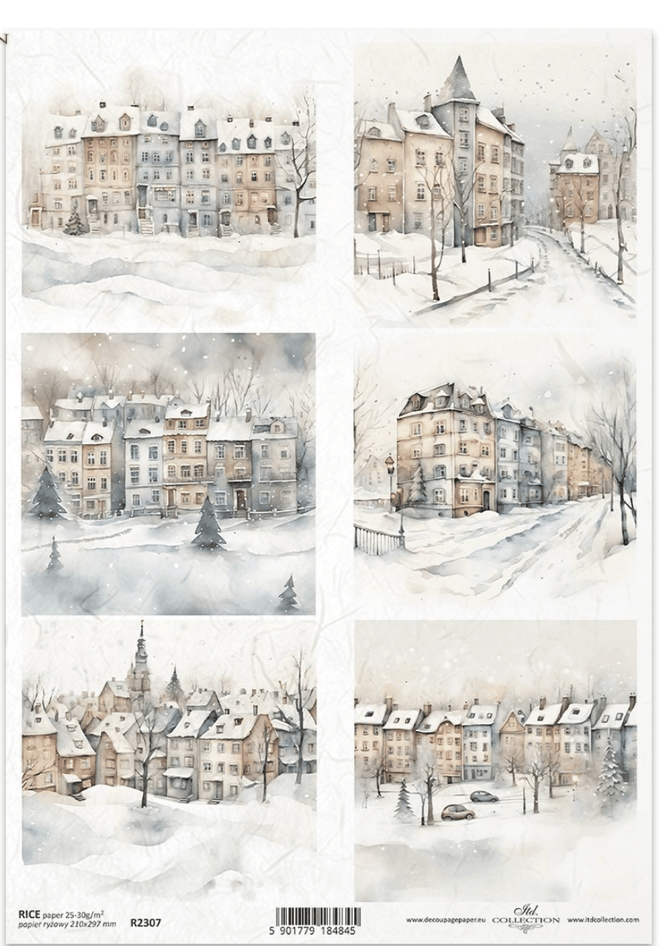 ITD A4 Winter in Watercolor Rice Paper R2307 - Decoupage Central