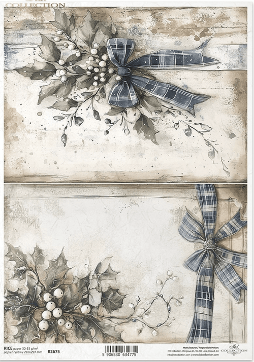 ITD A4 Winter Wishes in Blue Rice Paper R2675 - Decoupage Central
