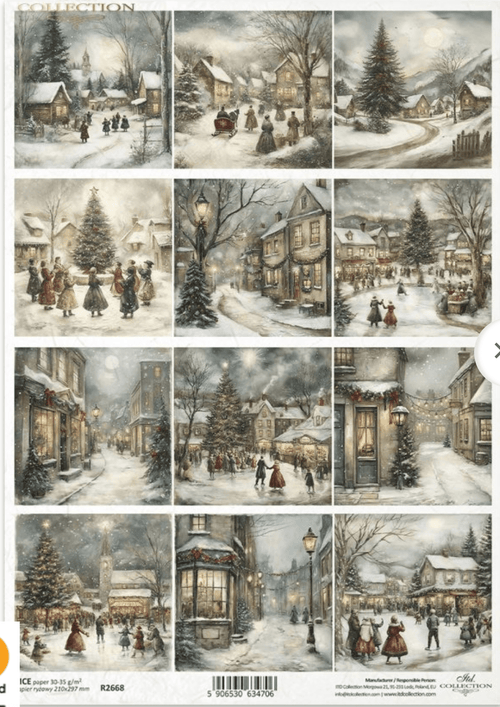 ITD A4 Yuletide Village Rice Paper R2668 - Decoupage Central