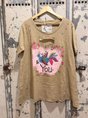 "Just Be You " Tee: A Rare Bird” , Oversized Boho Fit size LXL - Decoupage Central
