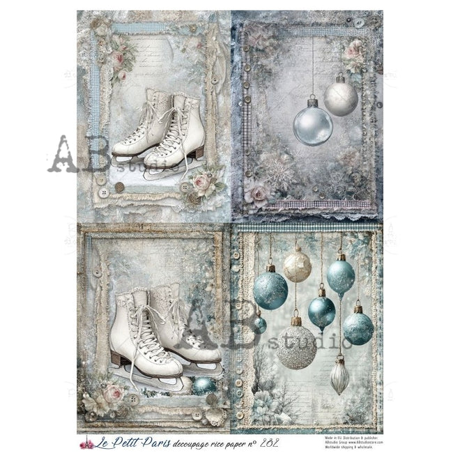 A4 LPP Winter Whimsy Panels Paper Le Petit Paris 282