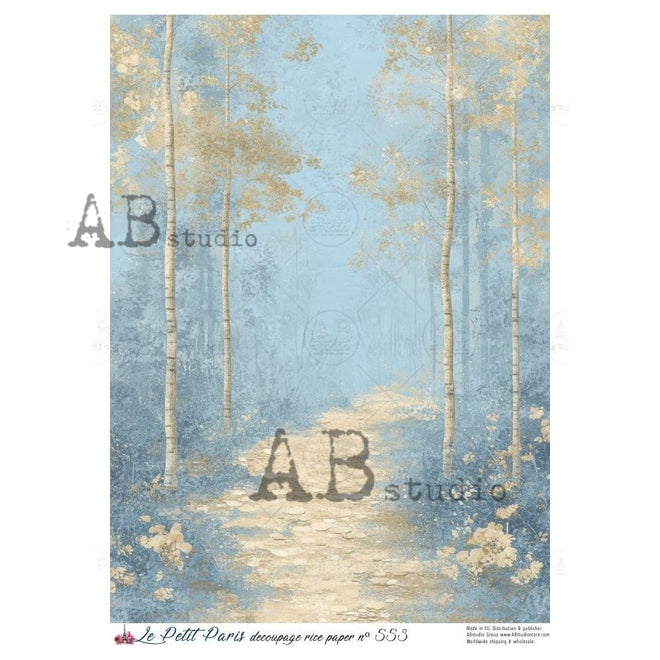 A4 LPP 553 Whispering Birch Path Rice Paper