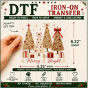 Merry & Bright DTF Iron-On Transfer 6.25"x 6.22" - Decoupage Central