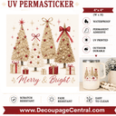 Merry & Bright UV DTF PermaSticker 4" x 4" - Decoupage Central