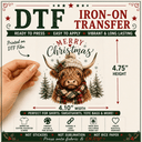 Merry Christmas Cow DTF Iron-On Transfer 4.1"x 4.75" - Decoupage Central