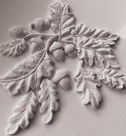 NEW IOD Oak Leaves & Acorns Silicone Mould, 6" x 10" - Decoupage Central