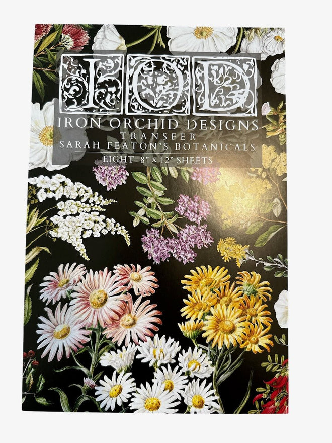 NEW IOD Sarah Featons Botanicals , Rub on Transfer 12" x 8" Pad. - Decoupage Central