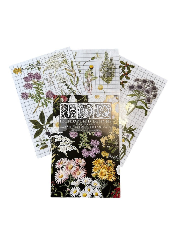 NEW IOD Sarah Featons Botanicals , Rub on Transfer 12" x 8" Pad. - Decoupage Central