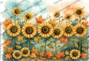 A4 Autumn Sunflower Serenade Rice Paper DC1014