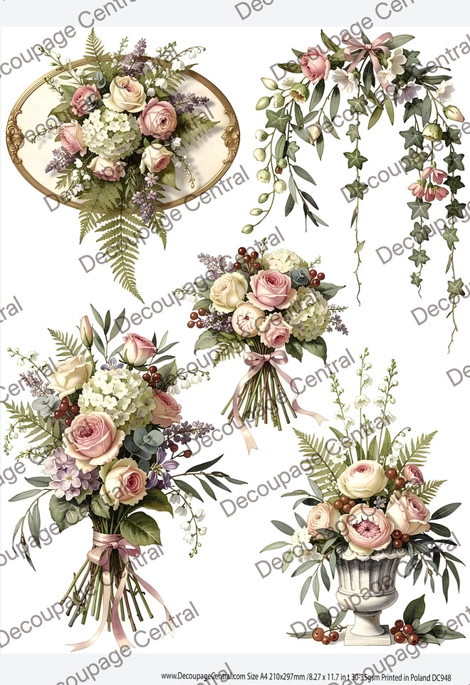 A4 DC948 A Proper Arrangement Rice Paper for decoupage