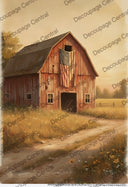 A4 Old Glory Barn Rice Paper DC951