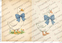 A4 DC958 Blue Bow Geese Rice Paper for decoupage