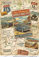 A4 DC960 Small Town America Summer Road Trip Rice Paper for decoupage