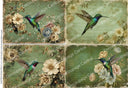 A4 DC974 Jewel Tone Hummingbird Quartet Rice Paper for decoupage