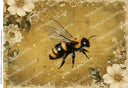 A4 DC976 Golden Bee in Bloom Rice Paper for decoupage