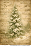 A4 Silent Night Christmas Tree Rice Paper DC996