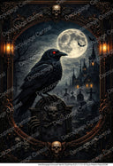 A4 Midnight Raven Graveyard Rice Paper DC998