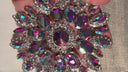 Starburst Rhinestone Medallion |AB on Silver | 4 Inch