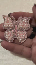 Pearl &  Rhinestone Butterfly Appliques PINK – 4 Pack