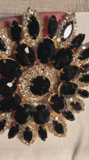 Starburst Rhinestone Medallion | black on gold | 4 Inch